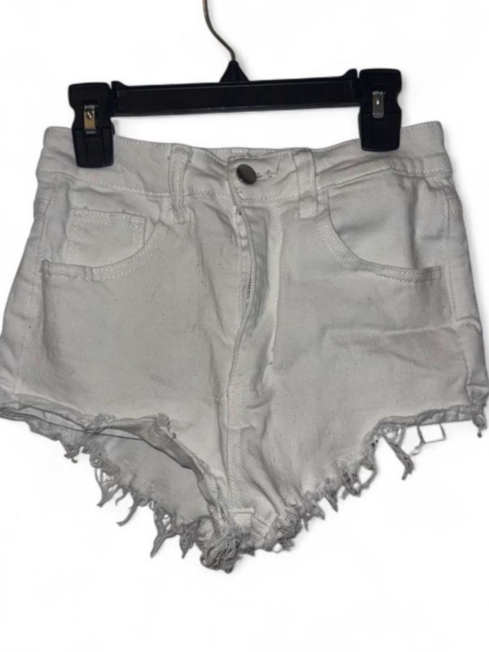 SHEIN White Distressed Denim Cutoff Shorts